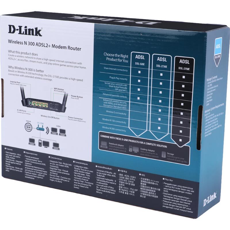 مودم روتر +ADSL2 دی لینک DSL-2750