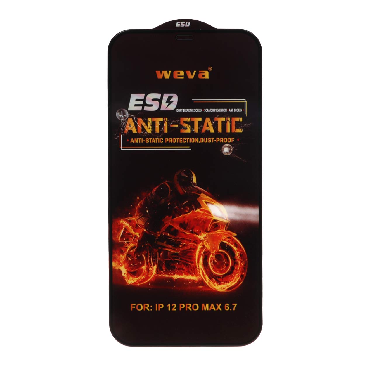 محافظ صفحه نمایش شیشه ای Full Cover ESD Anti Static - Weva مدل Iphone 12 pro max (بدون پک)