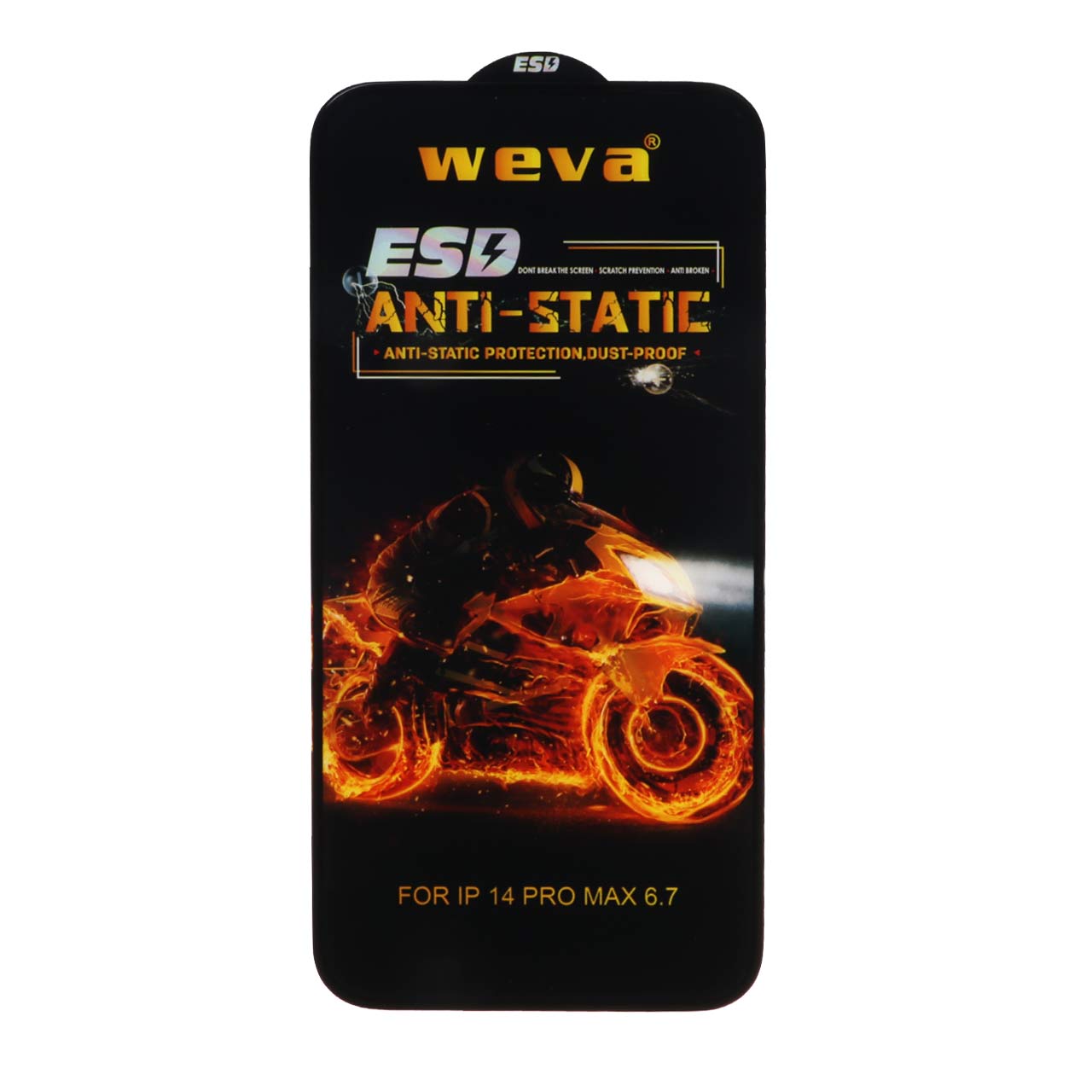 محافظ صفحه نمایش شیشه ای Full Cover ESD Anti Static - Weva مدل Iphone 14 pro max (بدون پک)