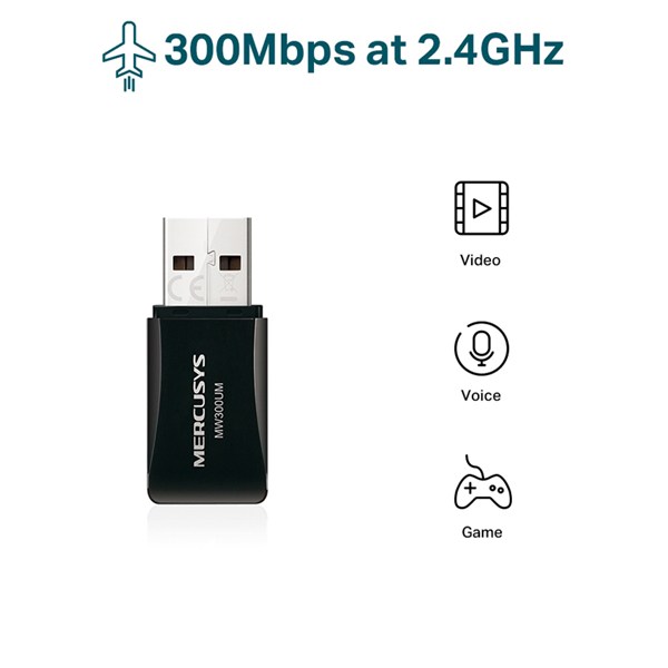 کارت شبکه بی سیم Mercusys N300 MW300UM 300Mbps