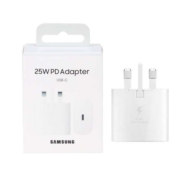 شارژر دیواری سه پین فست و PD تک پورت SAMSUNG Type-C مدل CH 25W - سفید - DST ( شش ماهه شرکتی)