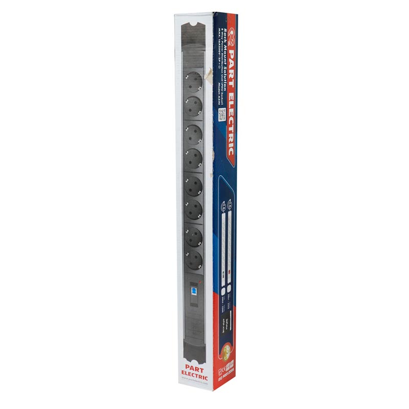 محافظ برق 8 خانه ارت دار پارت الکتریک PE6642 Rack Mount با کابل 1/8 متری