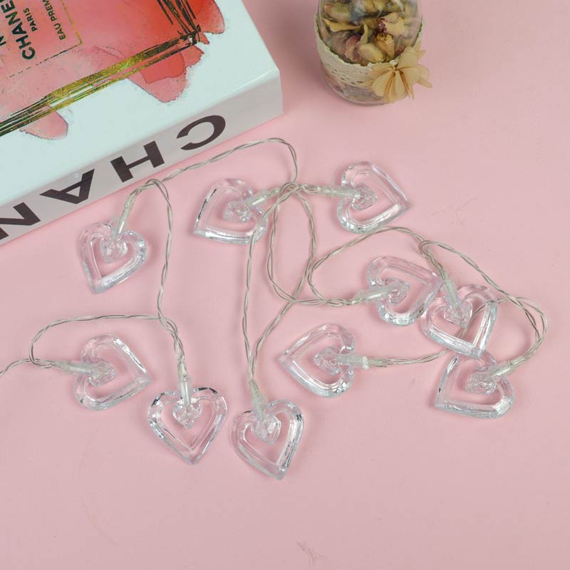 ریسه طرح قلب شیشه ای مهتابی طول 2.5 متر