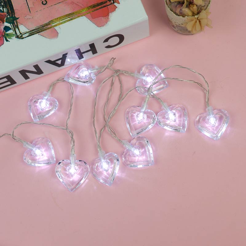 ریسه طرح قلب شیشه ای مهتابی طول 2.5 متر