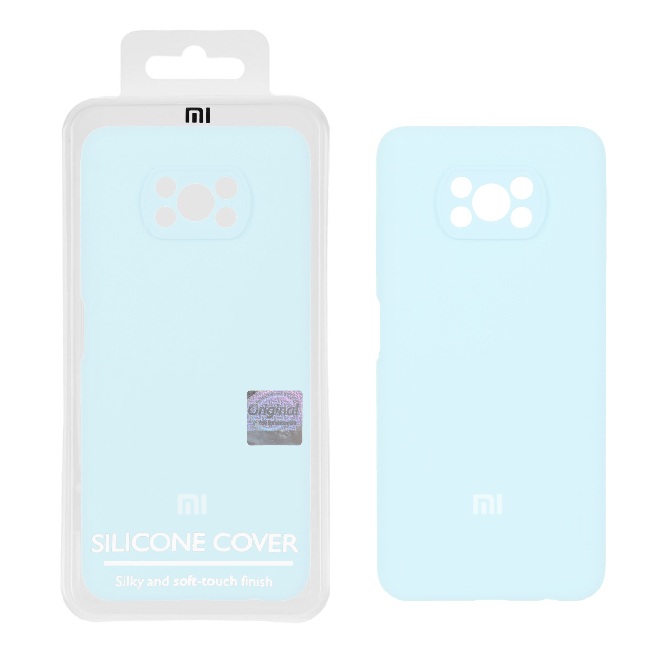 قاب سیلیکونی پاک کنی اورجینال درجه یک Xiaomi Poco X3 / Poco X3 Pro / Poco X3 NFC - آبی روشن (پک دار)