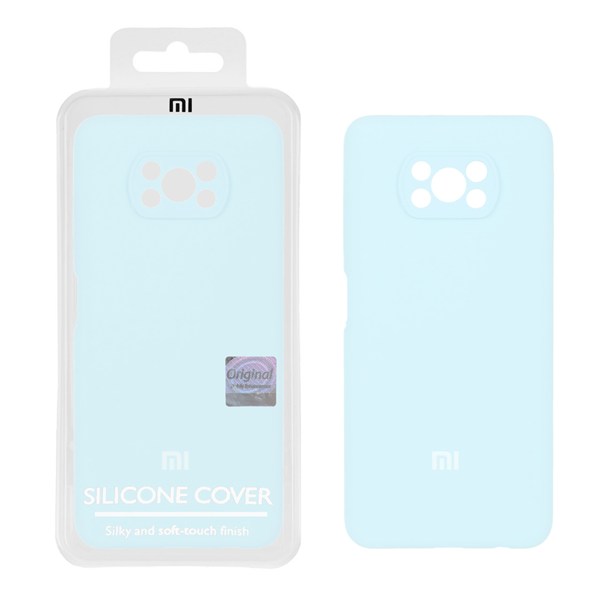 قاب سیلیکونی پاک کنی اورجینال درجه یک Xiaomi Poco X3 / Poco X3 Pro / Poco X3 NFC - آبی روشن (پک دار)
