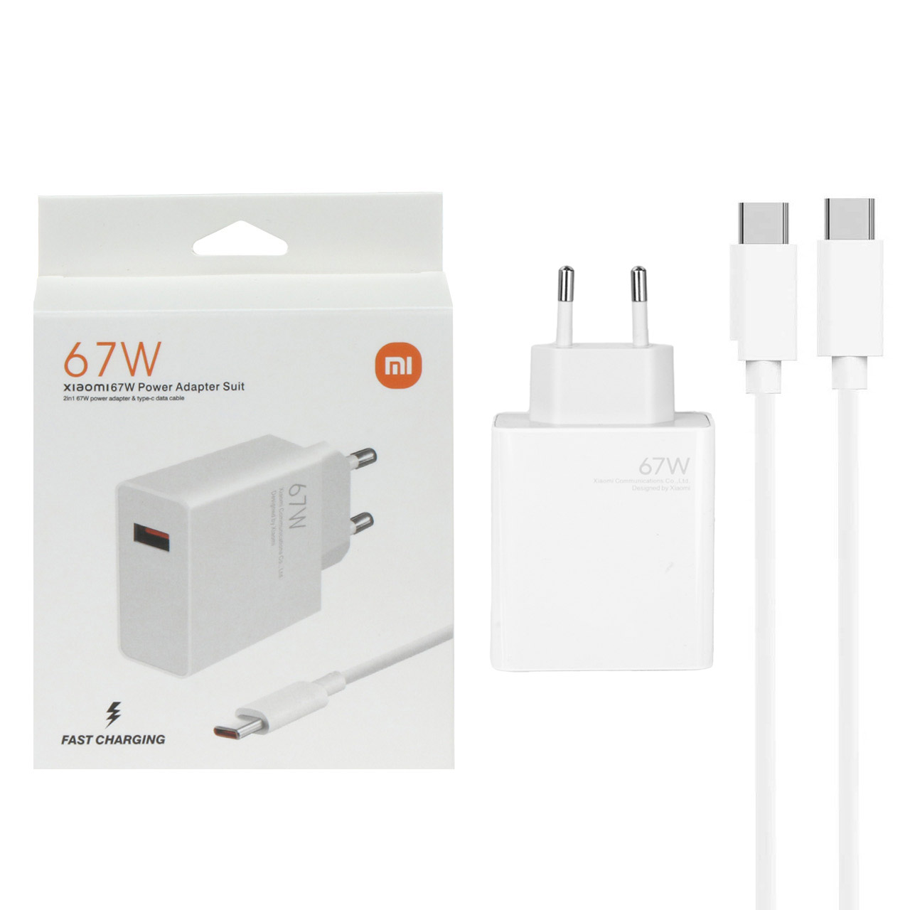شارژر دیواری 67W فست تک پورت Xiaomi مدل MDY-12-ES به همراه کابل شارژ Type-C - سفید - پک ضعیف (گارانتی پارتیان پایا)