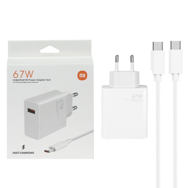 شارژر دیواری 67W فست تک پورت Xiaomi مدل MDY-12-ES به همراه کابل شارژ Type-C - سفید - پک ضعیف (گارانتی پارتیان پایا)