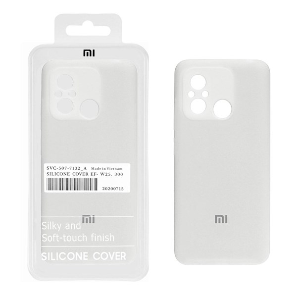 قاب سیلیکونی پاک کنی اورجینال درجه یک Xiaomi Redmi 12C / Redmi 11A / Poco C55 - سفید (پک دار)