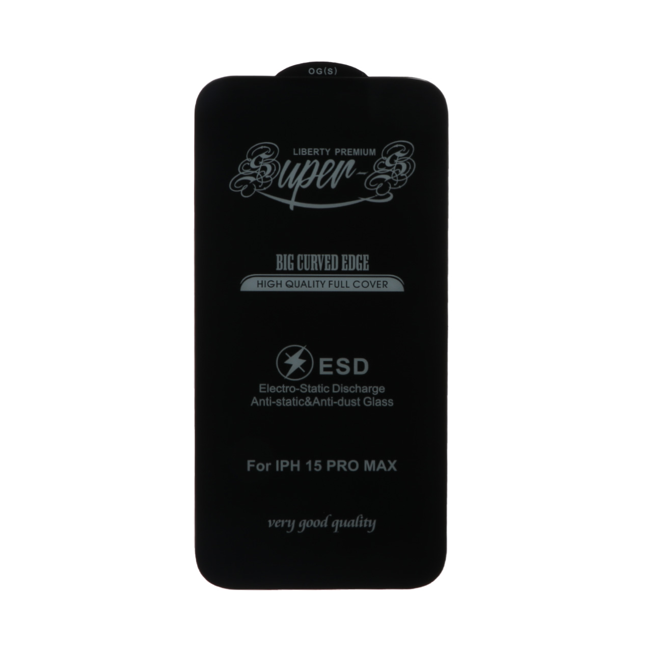محافظ صفحه نمایش شیشه ای آنتی استاتیک Full Cover Super S-OG مدل Apple iPhone 15 Pro Max - مشکی (بدون پک)