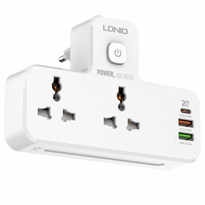 چند راهی 2 خانه الدینیو SC2311 + شارژر USB و Type-C