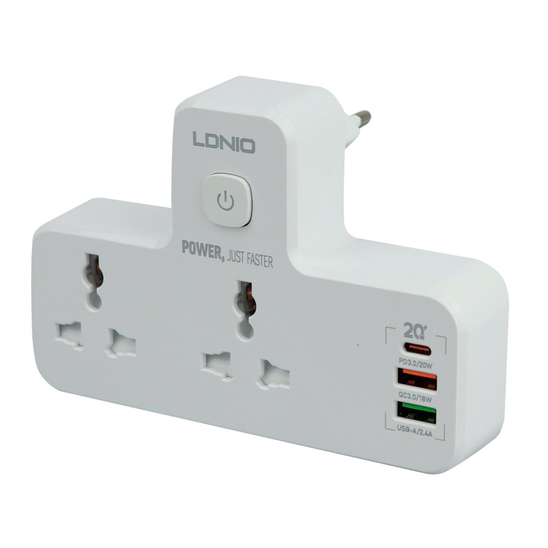 چند راهی 2 خانه الدینیو SC2311 + شارژر USB و Type-C