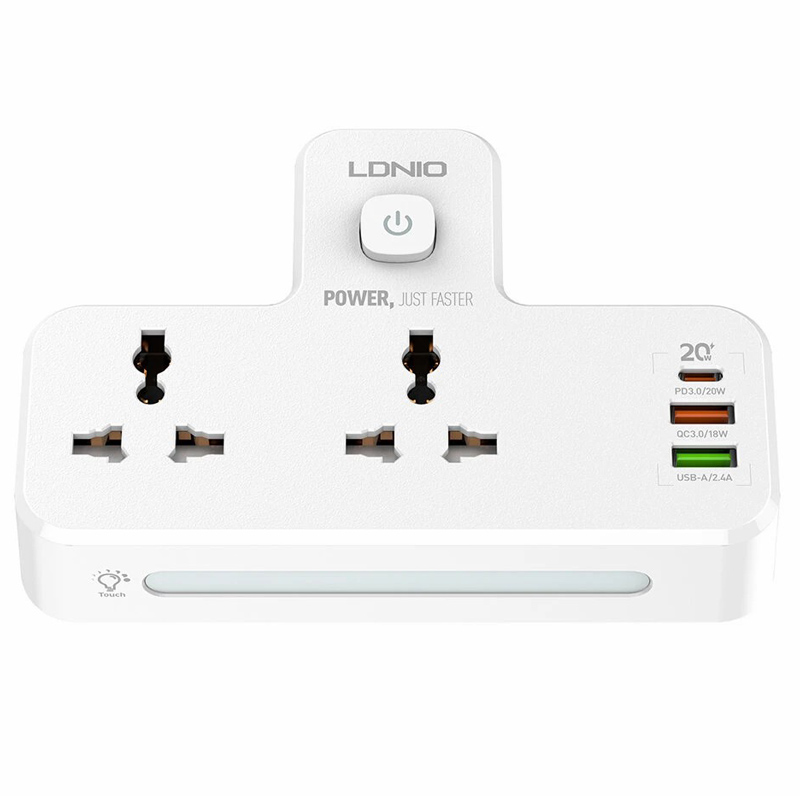 چند راهی 2 خانه الدینیو SC2311 + شارژر USB و Type-C