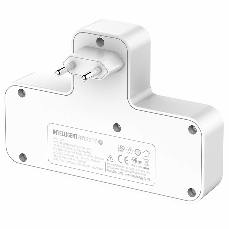 چند راهی 2 خانه الدینیو SC2311 + شارژر USB و Type-C