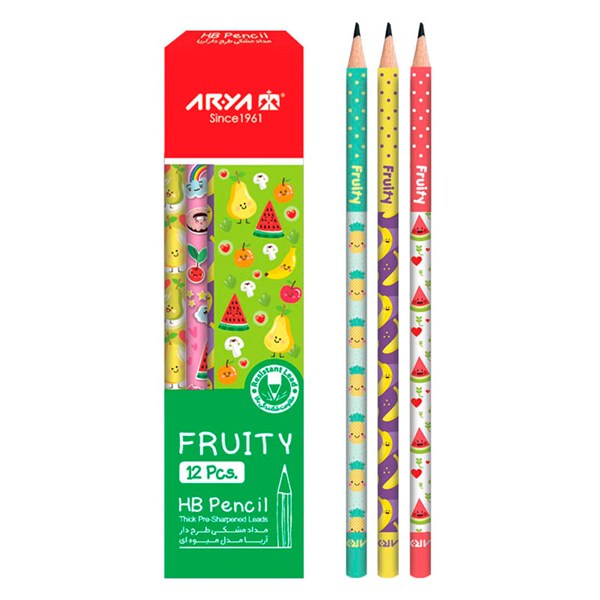 مداد مشکی طرح دار آریا Arya 3048 بسته 12 عددی