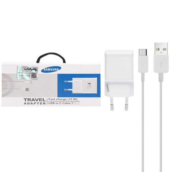 شارژر دیواری فست تک پورت Samsung به همراه کابل شارژ Type-C- سفید (کارکرده)