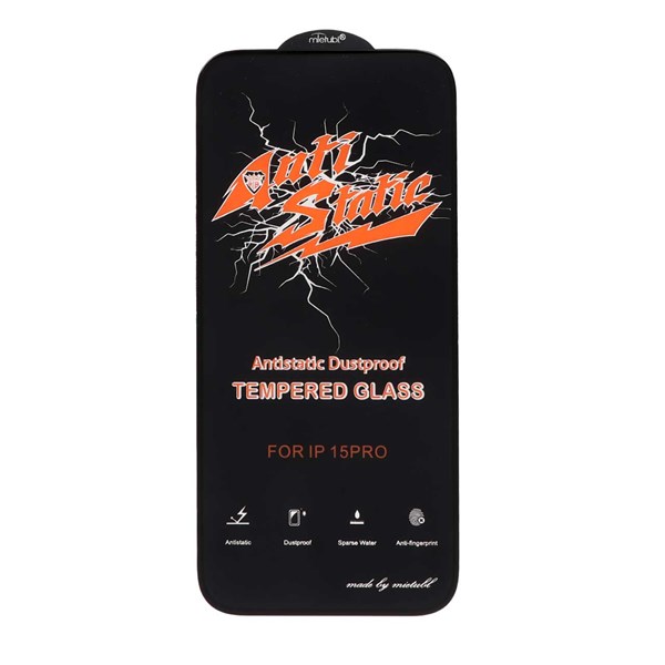 محافظ صفحه نمایش شیشه ای Apple iPhone 15 Pro - Full Cover Anti Static Mietubl (بدون پک) - مشکی