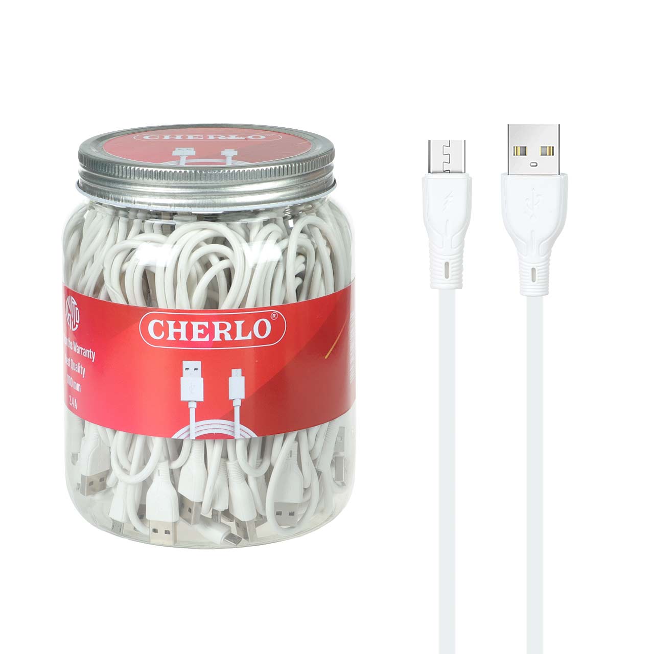 کابل شارژ 1.1 متری فست اندروید CHERLO - سفید (بسته 40 عددی) - SMO