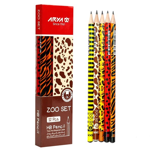 مداد مشکی طرح دار آریا Arya 3045 بسته 12 عددی