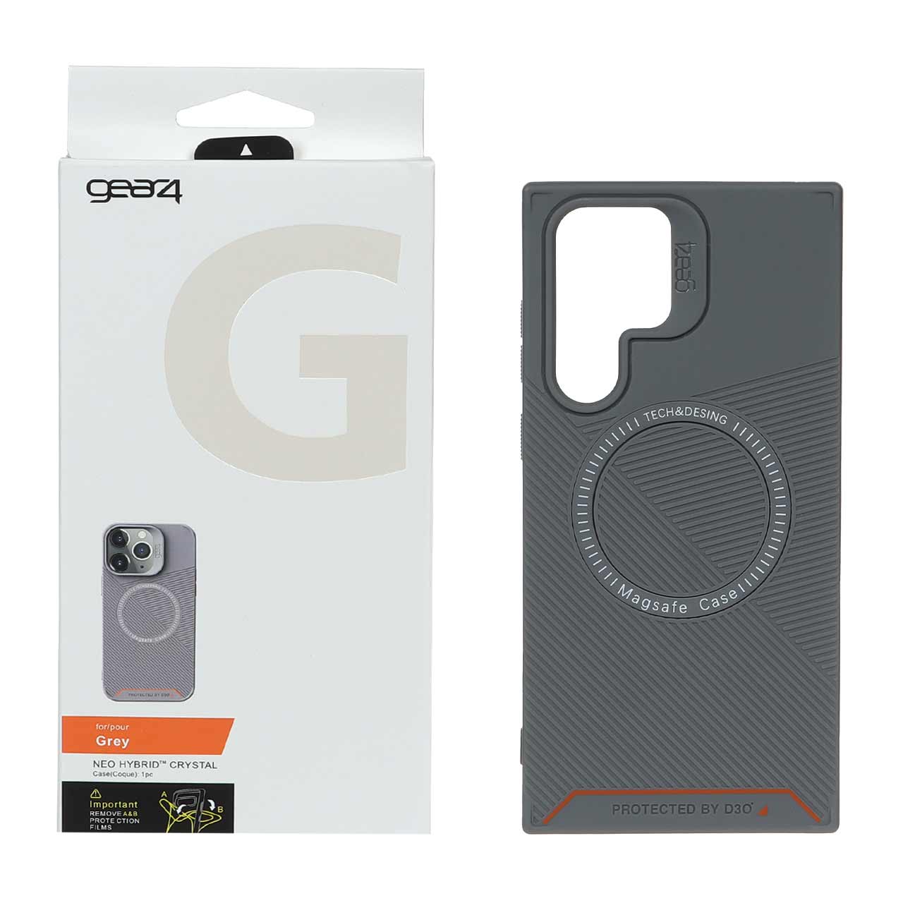 قاب اورجینال Magsafe Gear4 D30 مدل Samsung Galaxy S22 Ultra - خاکستری (پک دار)