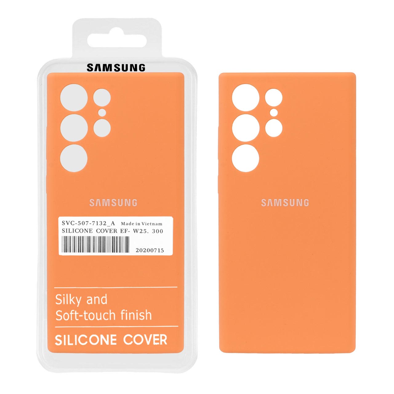 قاب سیلیکونی پاک کنی اورجینال درجه یک Samsung Galaxy S23 Ultra - نارنجی (پک دار)
