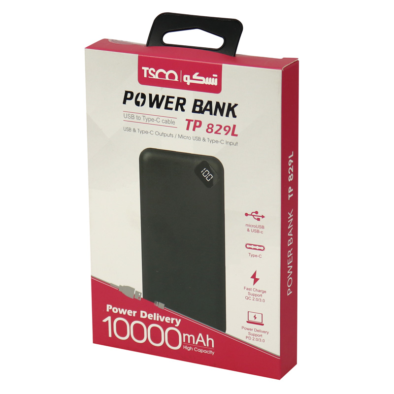 پاور بانک فست شارژ تسکو TP 829L QC3 PD 18W ظرفیت 10000 میلی آمپر ساعت