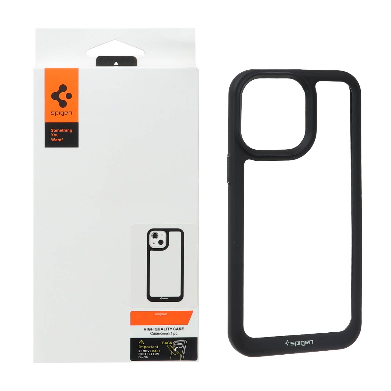 قاب اورجینال Spigen مدل Apple iPhone 15 Pro Max - شفاف مشکی