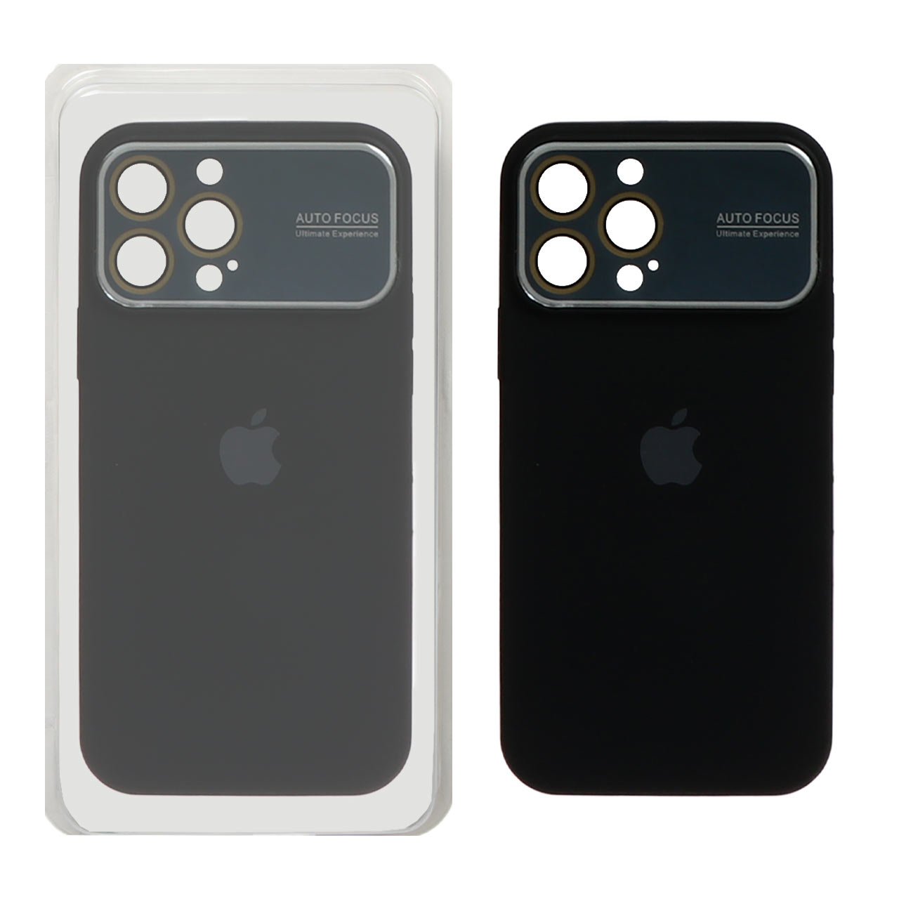 قاب سیلیکونی اورجینال Auto Focus محافظ لنز شیشه ای Apple iPhone 15 Pro Max - مشکی خاکستری