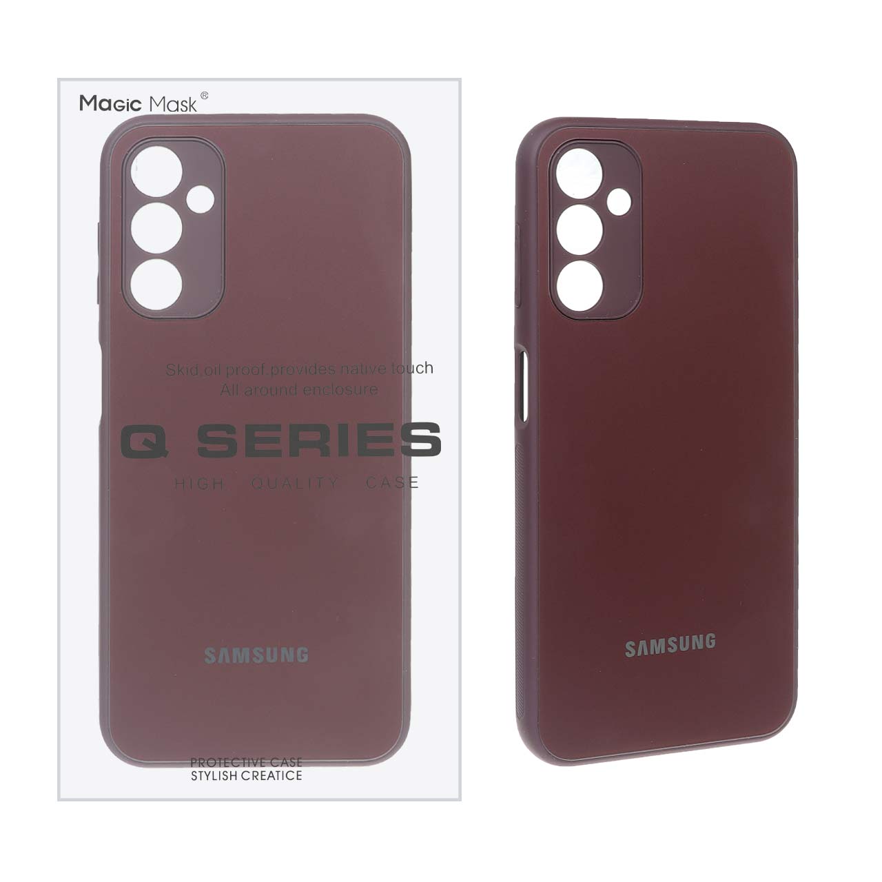 قاب اورجینال PVD ضدخش Magic Mask مدل Samsung Galaxy A14 - زرشکی (پک دار)