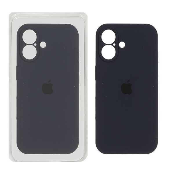 قاب سیلیکونی پاک کنی محافظ لنزدار اورجینال Apple iPhone 16 - سرمه ای تیره (پک اصلی)