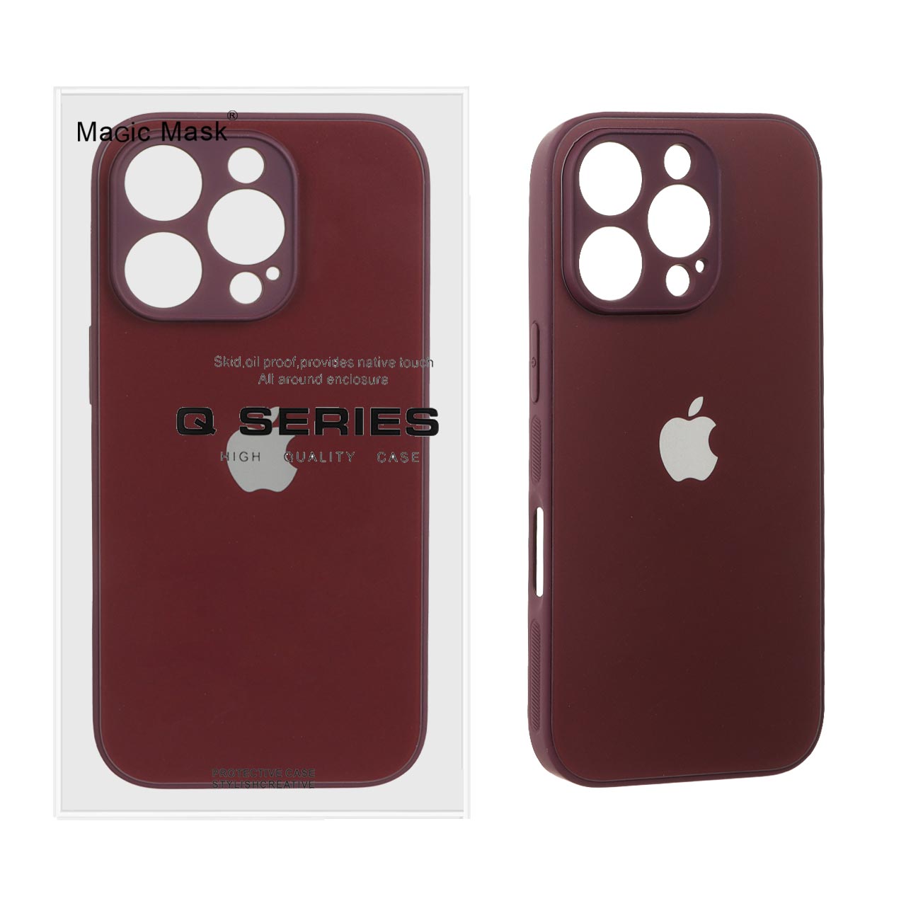 قاب اورجینال PVD ضدخش Magic Mask مدل Apple iPhone 16 Pro - زرشکی (پک دار)