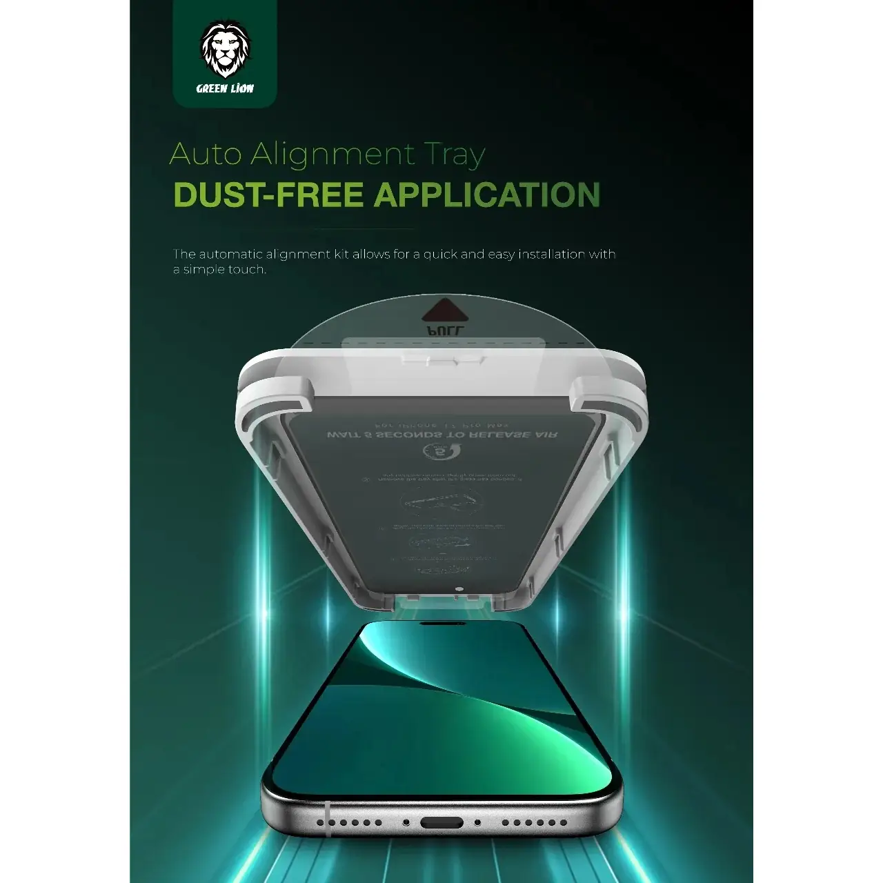 محافظ صفحه نمایش شیشه ای اورجینال Green Lion Picasso 3D Privacy One-Touch Installation مدل Apple iPhone 17 Pro (پک دار)