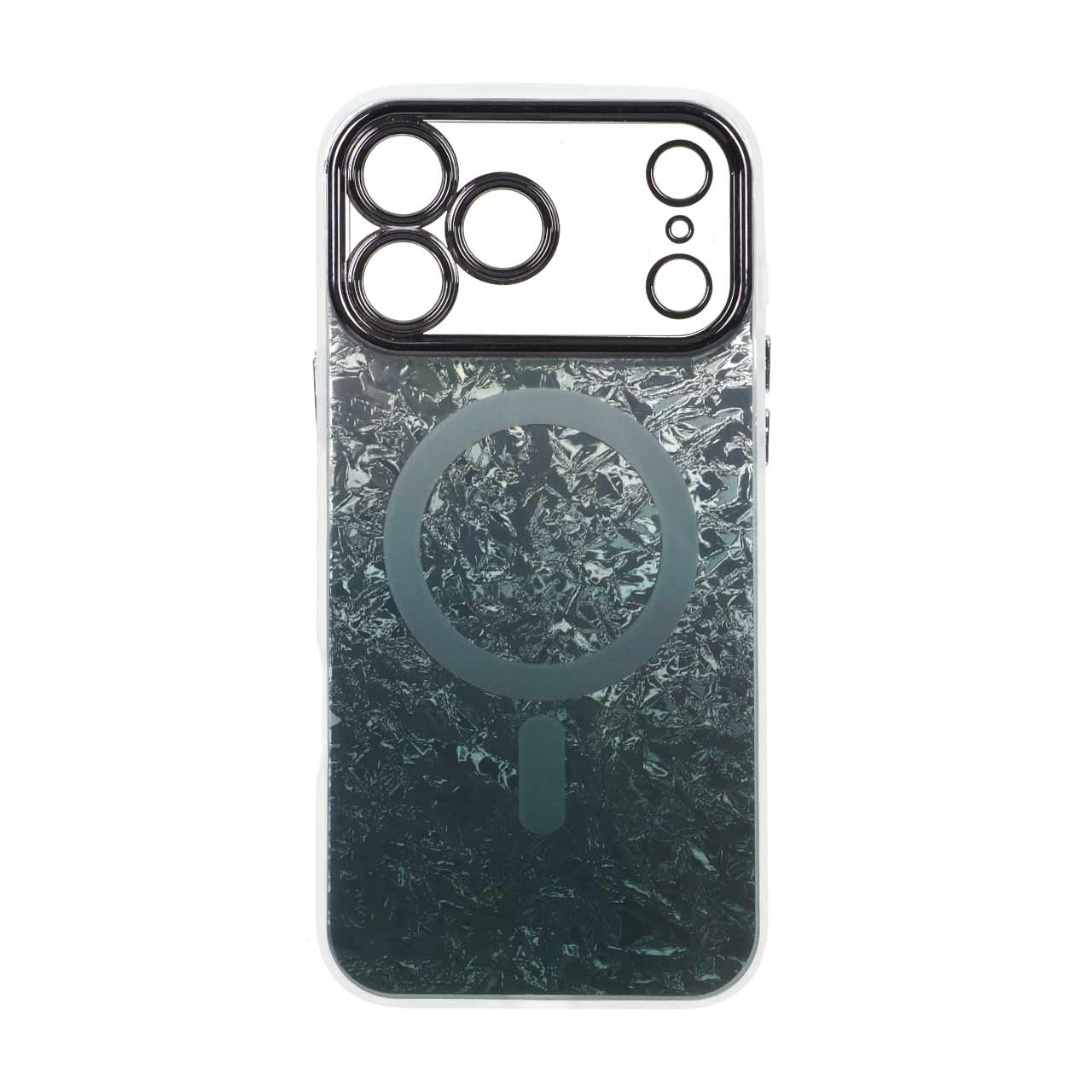 قاب ice طرح مگ سیف دور مات لنز شفاف Apple iPhone 17 Pro Max - سبز تیره