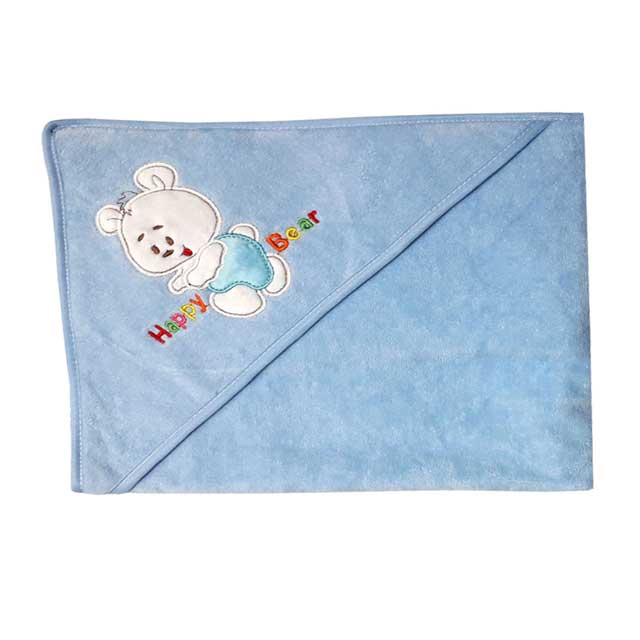 حوله تک نوزادی سپید طرح خرسی مدل 4021