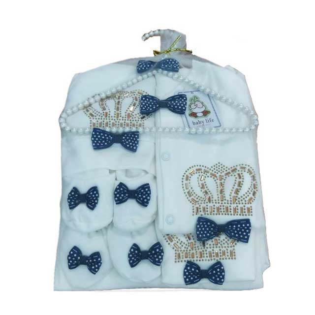 ست لباس نوزادی 7 تکه بیمارستانی بیبی لاو طرح تاج