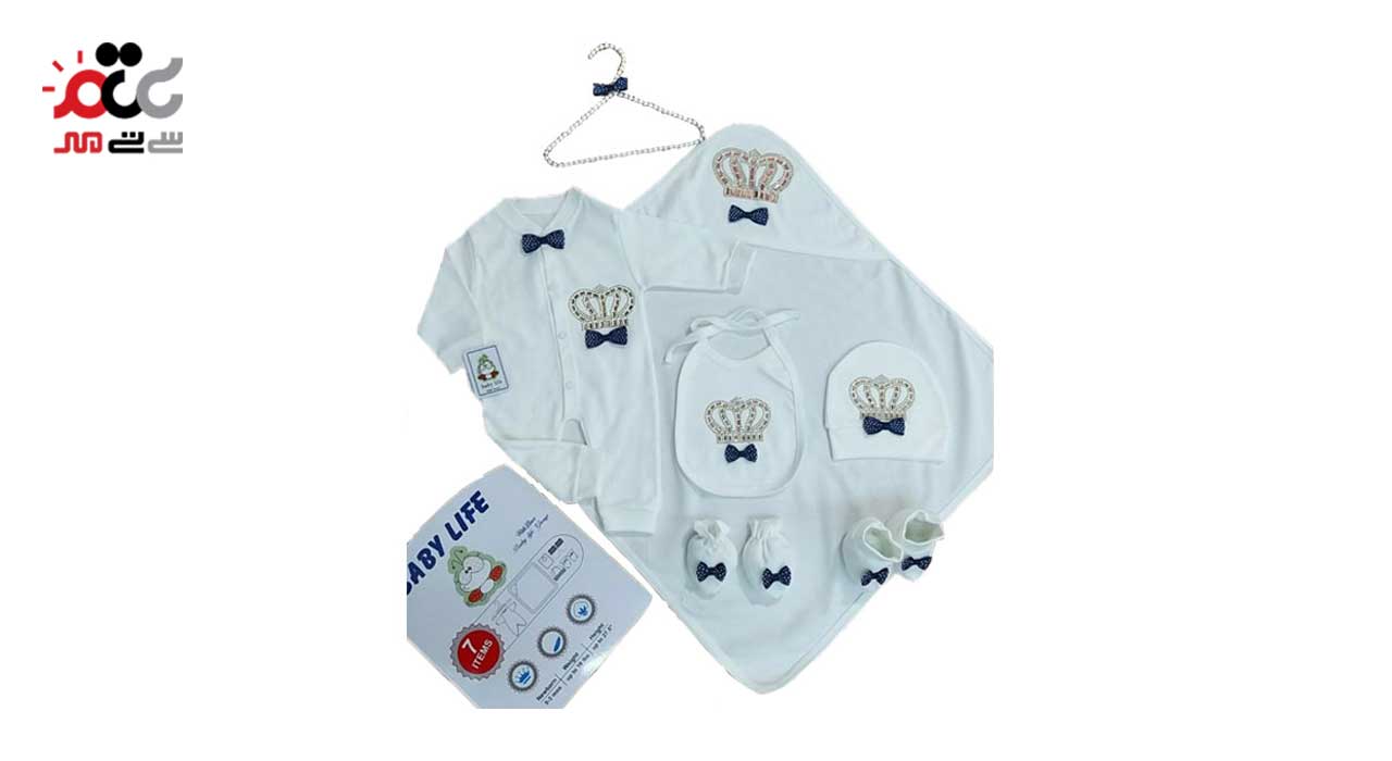 ست لباس نوزادی 7 تکه بیمارستانی بیبی لاو طرح تاج