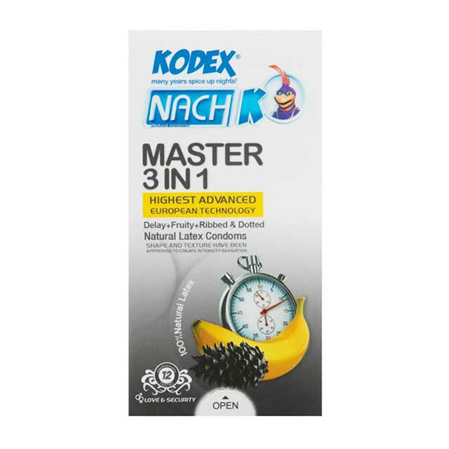 کاندوم تاخیری کدکس مدل Master 3 In 1 بسته 12 عددی