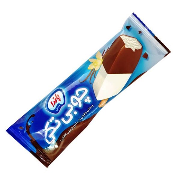 بستنی وانیلی با روکش تزئینی کاکائویی چوبی تک پاندا 35 گرمی