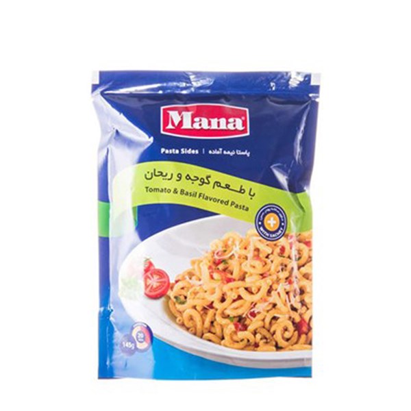پاستا نیمه آماده با طعم گوجه و ریحان مانا 145 گرمی