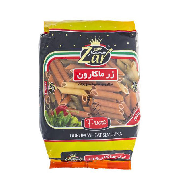 ماکارونی فرمی پنه ریگاته سبزیجات زر ماکارون 500 گرمی