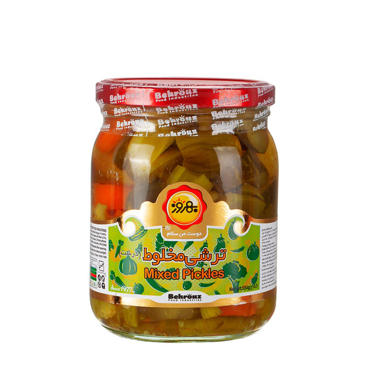 ترشی مخلوط درشت بهروز 550 گرمی