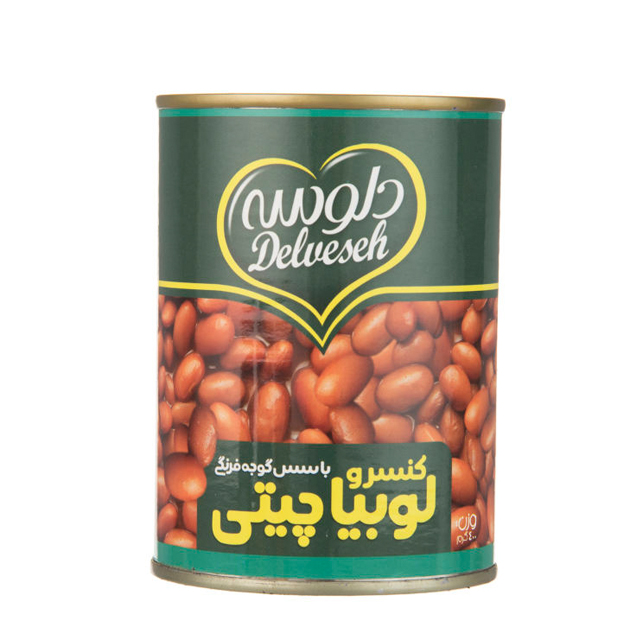 کنسرو لوبیا چیتی با سس گوجه فرنگی دلوسه 400 گرمی