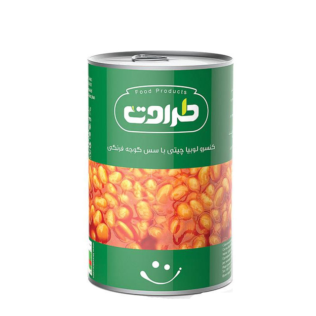 کنسرو لوبیا چیتی با سس گوجه فرنگی طراوت 380 گرمی