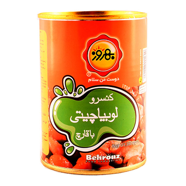 کنسرو لوبیا چیتی با قارچ بهروز 380 گرمی