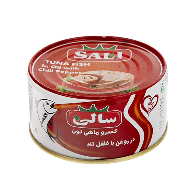 کنسرو ماهی تن فلفلی در روغن سالی 180 گرمی