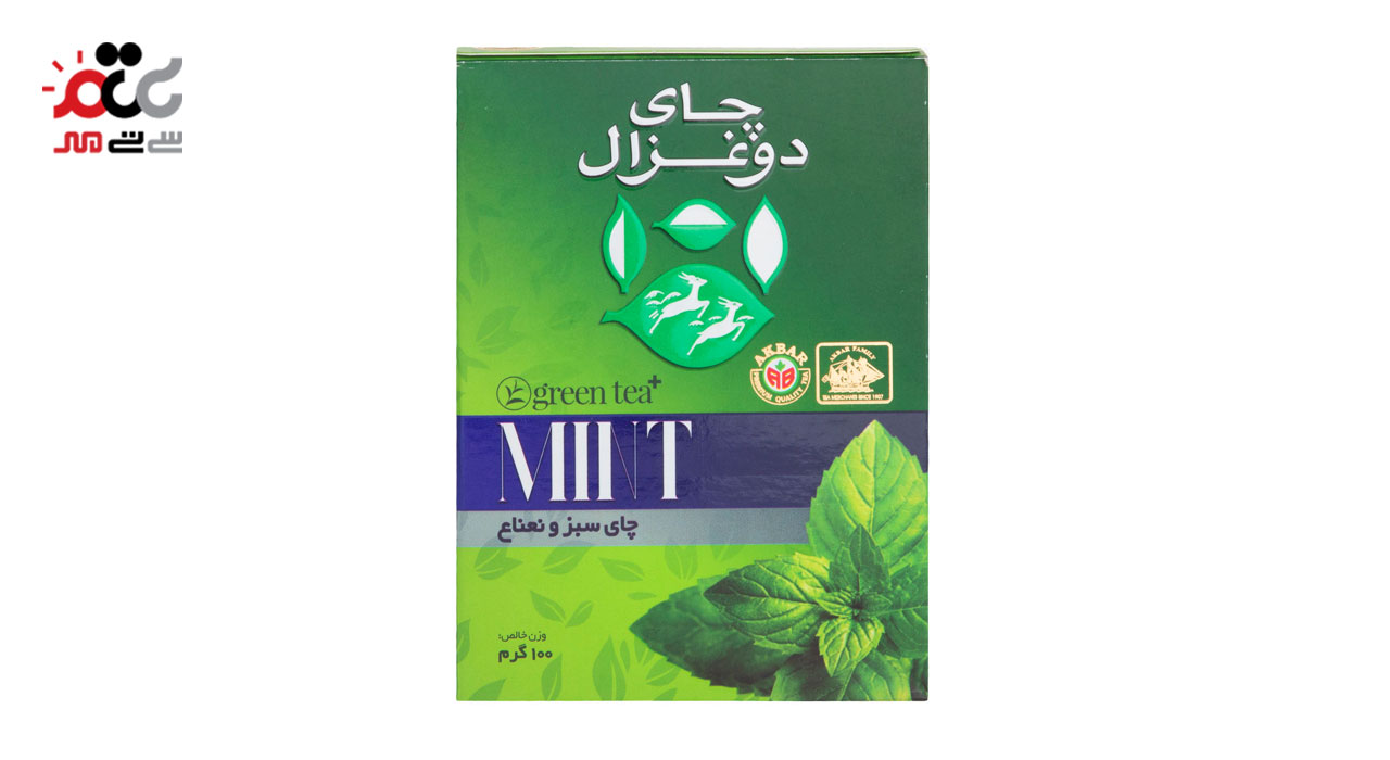 چای کیسه ای سبز با طعم نعناع دوغزال 100 گرمی