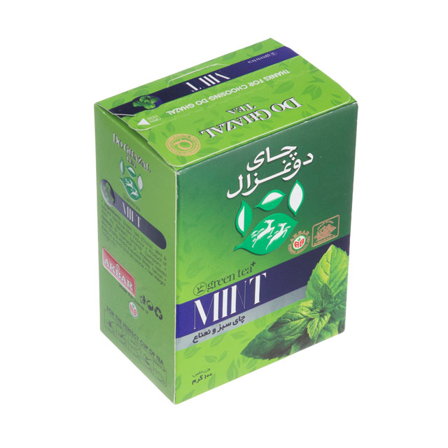 چای کیسه ای سبز با طعم نعناع دوغزال 100 گرمی
