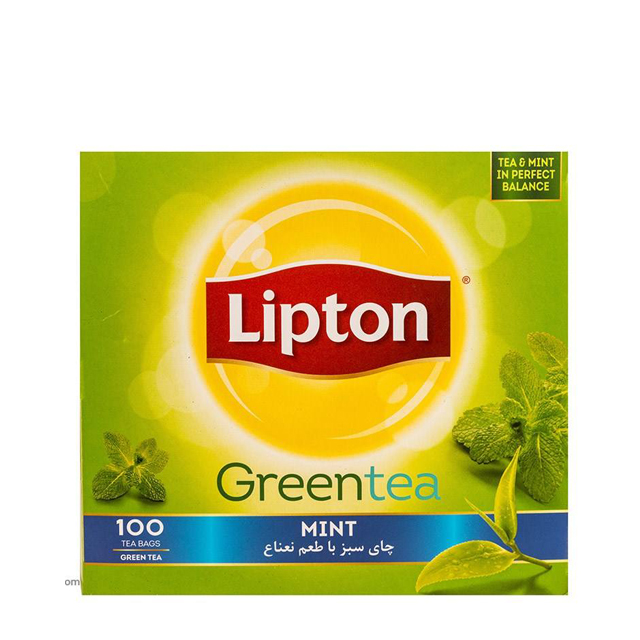 چای سبز کیسه ای لیپتون با طعم نعناع 100 عددی