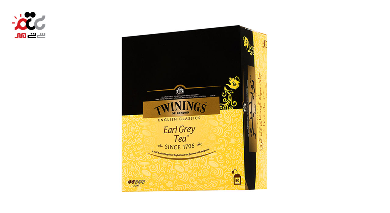 چای سیاه کیسه ای کلاسیک ارل گری ملایم توینینگز معطر به عصاره برگاموت 50 عددی
