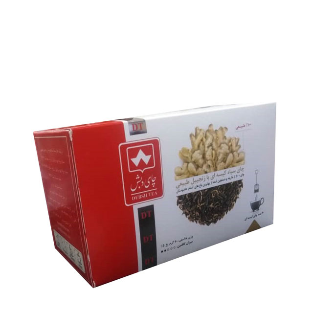 چای سیاه کیسه‌ای با زنجبیل طبیعی دبش بسته 20 عددی